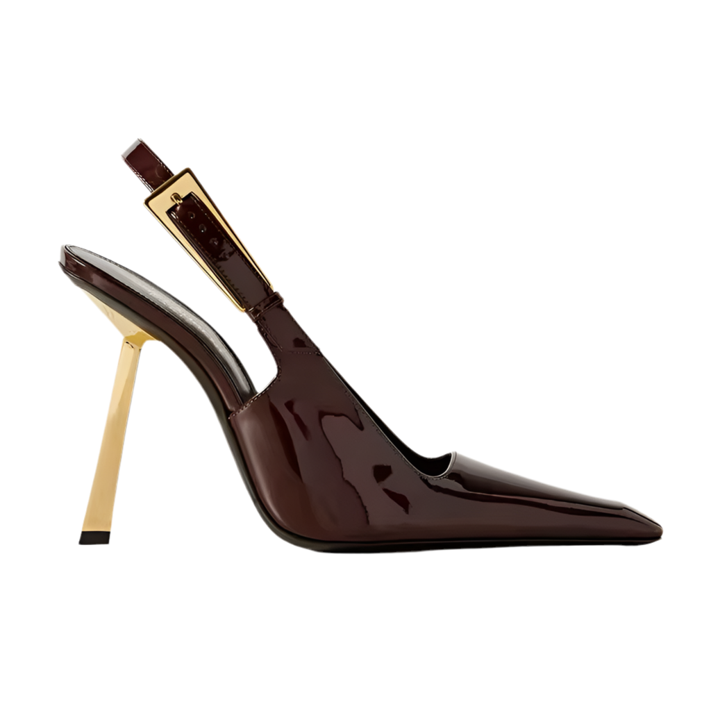 YSL-Inspired Elegante Schwarze Spitzen-Zehen High Heels