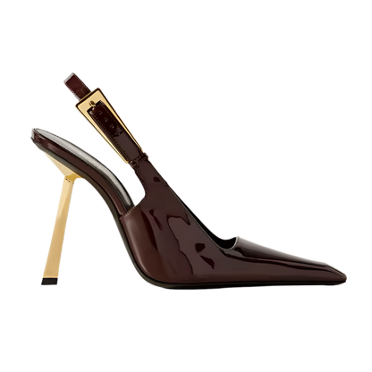 YSL-Inspired Elegante Schwarze Spitzen-Zehen High Heels