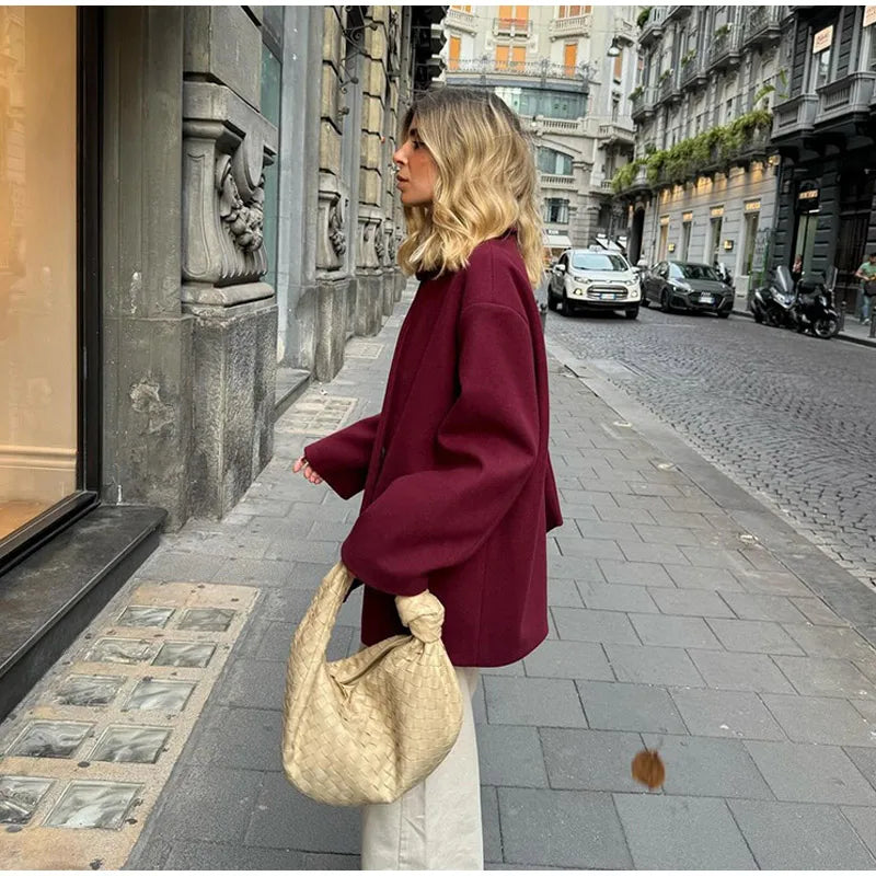 Laura - Burgundy Woolen Suit Jacket